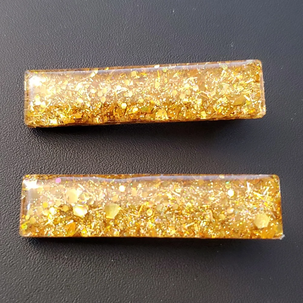 🎁5/$25🎁 Hand-made HandCrafted Glitter Vibes Resin Hair clip Barrettes New